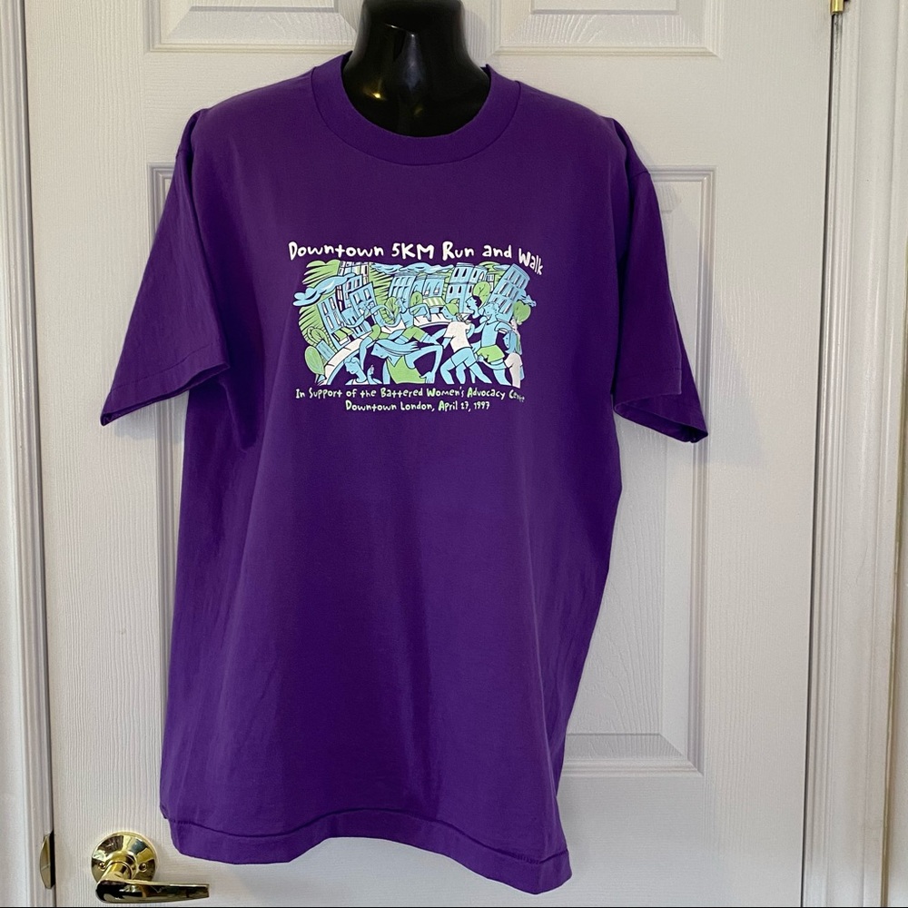 Vintage T Shirt Downtown London 5k Walk & Run 1997 Size Large